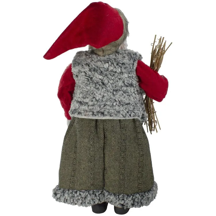 18" Mrs. Clause Carrying a Basket of Gifts and Firewood Christmas Figurine