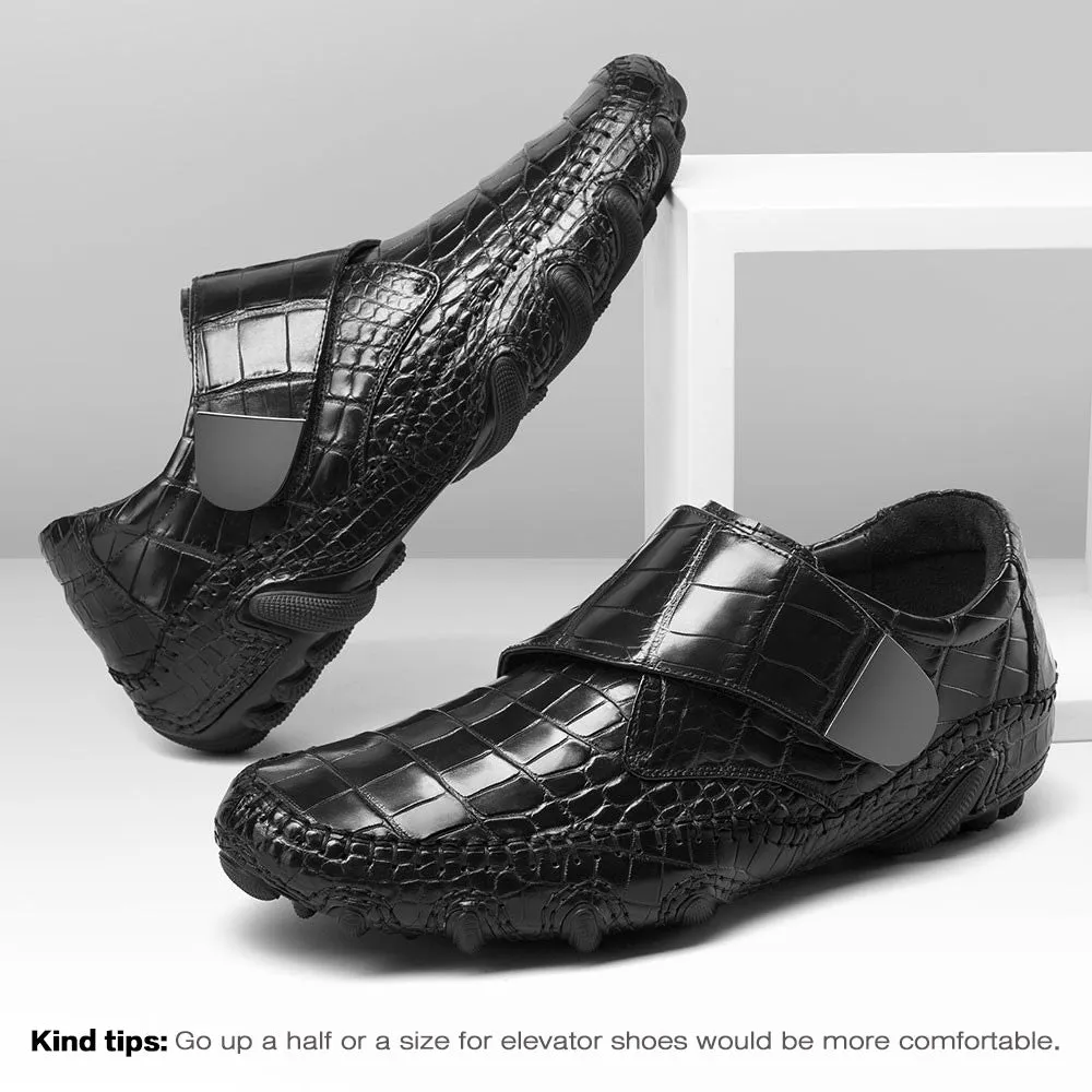 6 CM / 2.36 Inches CMR CHAMARIPA height increasing shoes for men invisible heel crocodile leather formal shoes