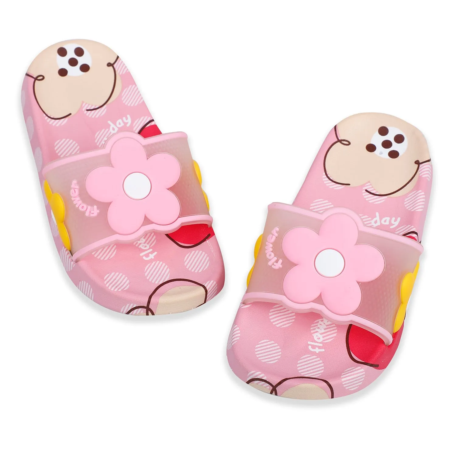 Baby Moo Floral 3D Beach Slippers Sliders - Pink