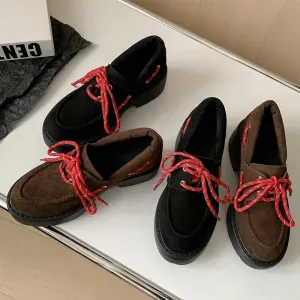 binfenxie  -  Fashion Women's Shoes New High-Quality Suede Shoes Round Toe Lace Up Thick Soled Shoes Daily Modern Casual Shoes Women