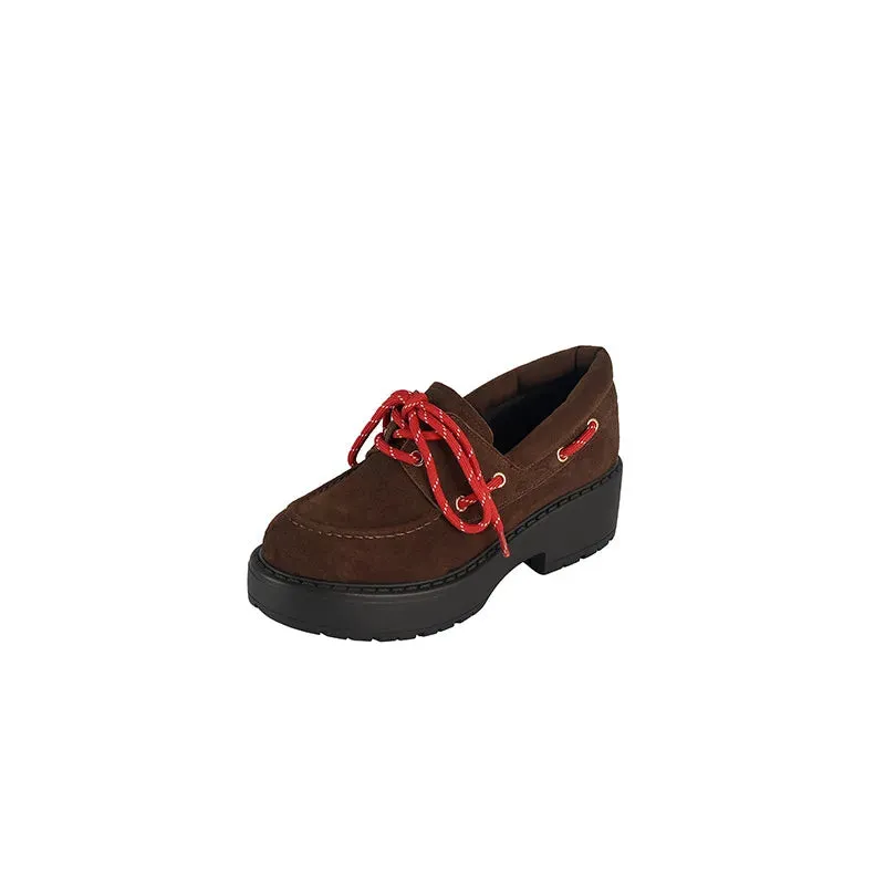 binfenxie  -  Fashion Women's Shoes New High-Quality Suede Shoes Round Toe Lace Up Thick Soled Shoes Daily Modern Casual Shoes Women