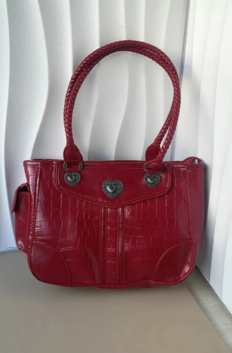 binfenxie Y2k Aesthetic Fashion Heart Women's Purses Casual Vintage Elegant Chic Handbags Japanese Female All Match Trendy Top-Handle Bags