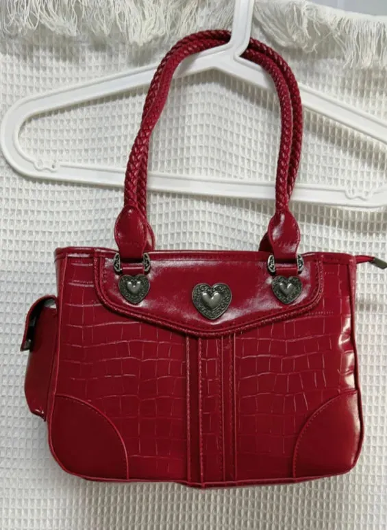 binfenxie Y2k Aesthetic Fashion Heart Women's Purses Casual Vintage Elegant Chic Handbags Japanese Female All Match Trendy Top-Handle Bags