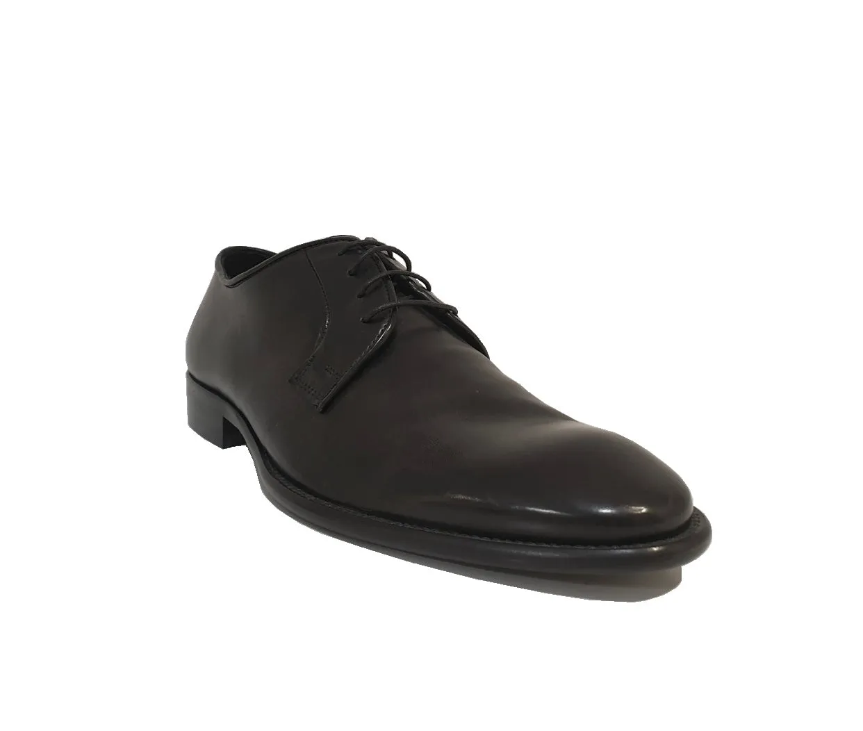 Brando Fiore Black Leather 4 Eyelet Oxford Dress Shoe Made In Italy