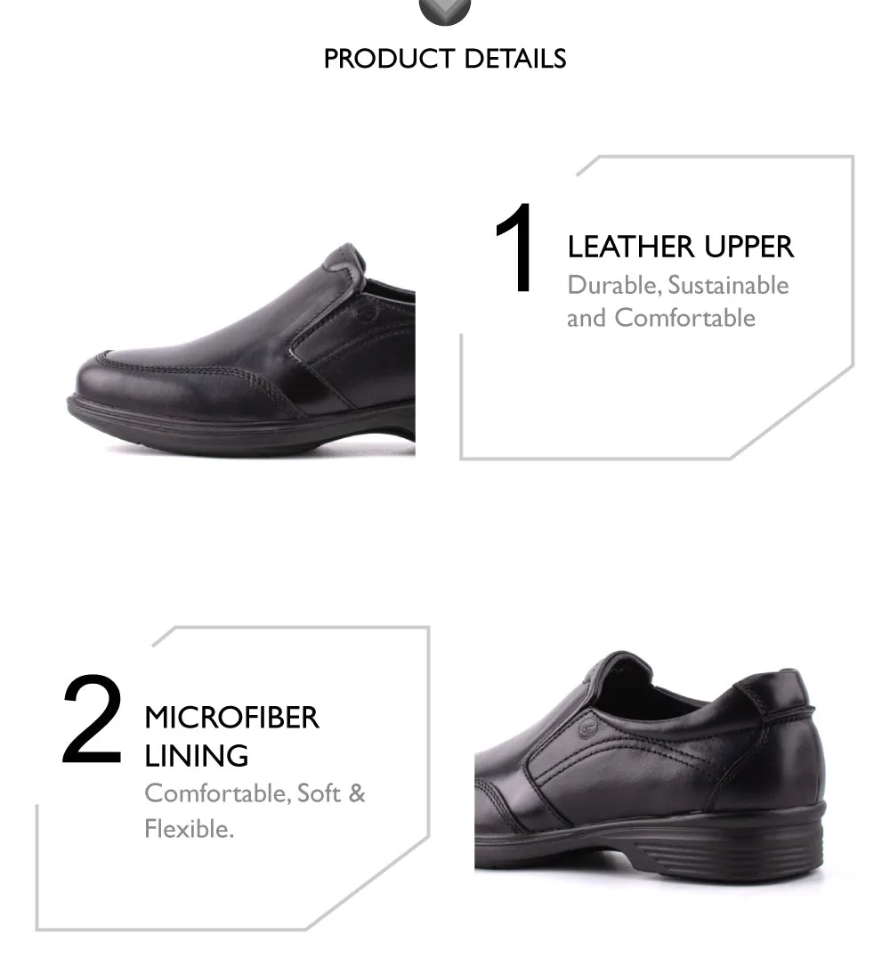 camel active Leather Elegant Slip On Formal Shoes Men Black ARGOS 802402-BE1SV-1