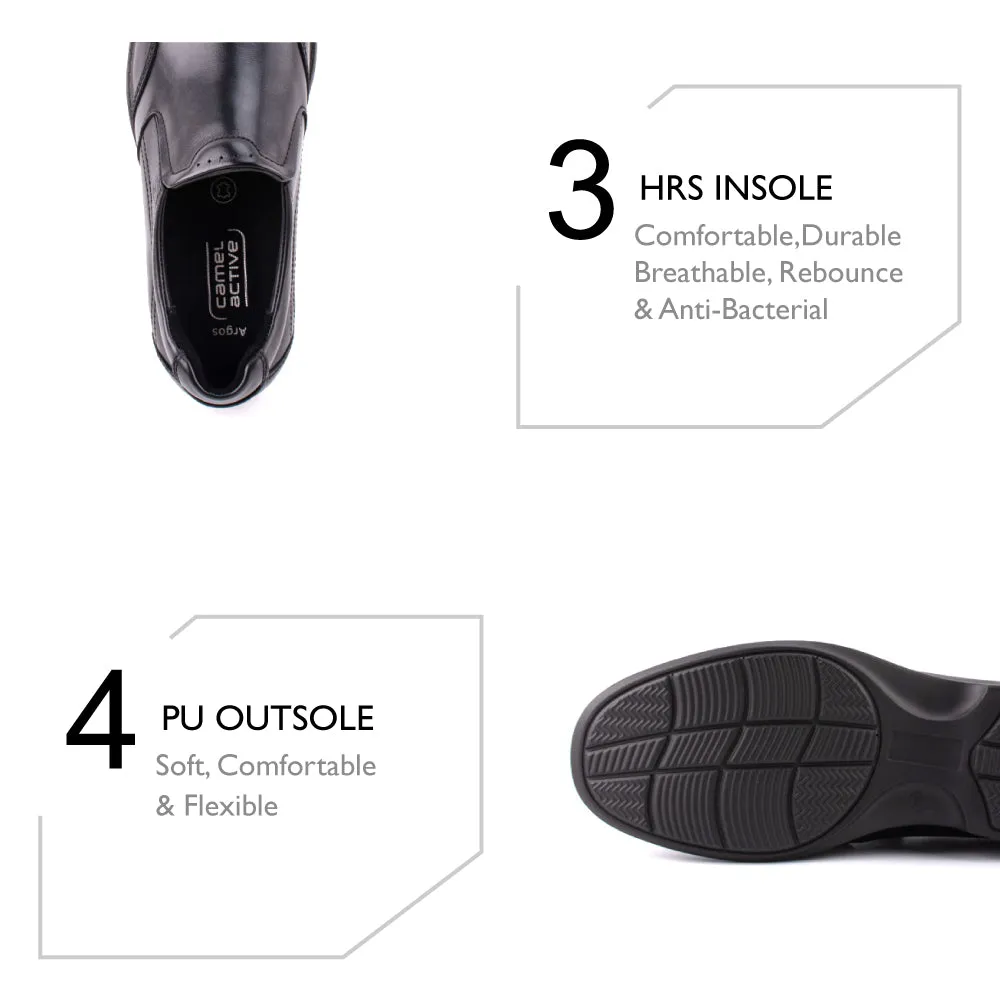 camel active Leather Elegant Slip On Formal Shoes Men Black ARGOS 802402-BE1SV-1