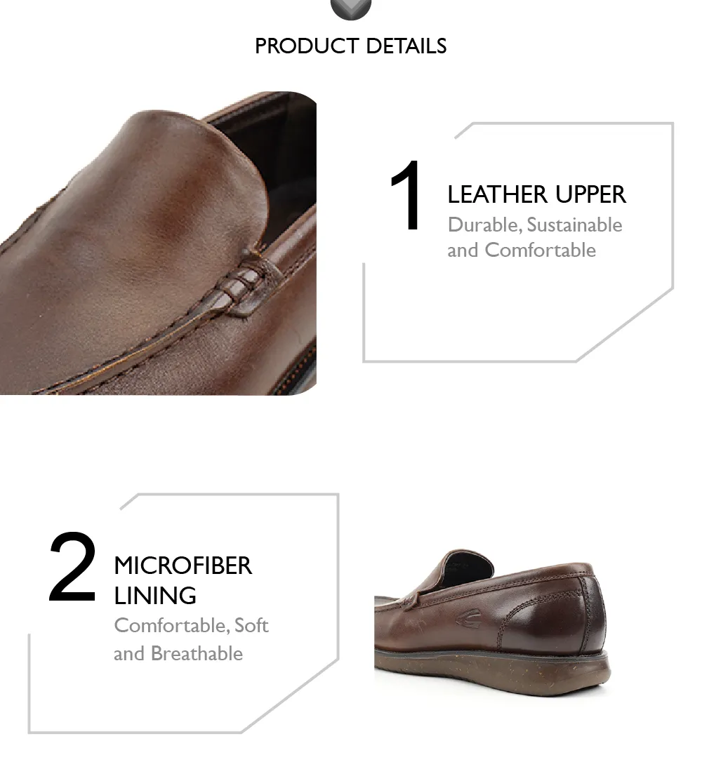 camel active Leather Slip On Shoes Men ZORYA - 802366-TM1-32 - Dark Brown
