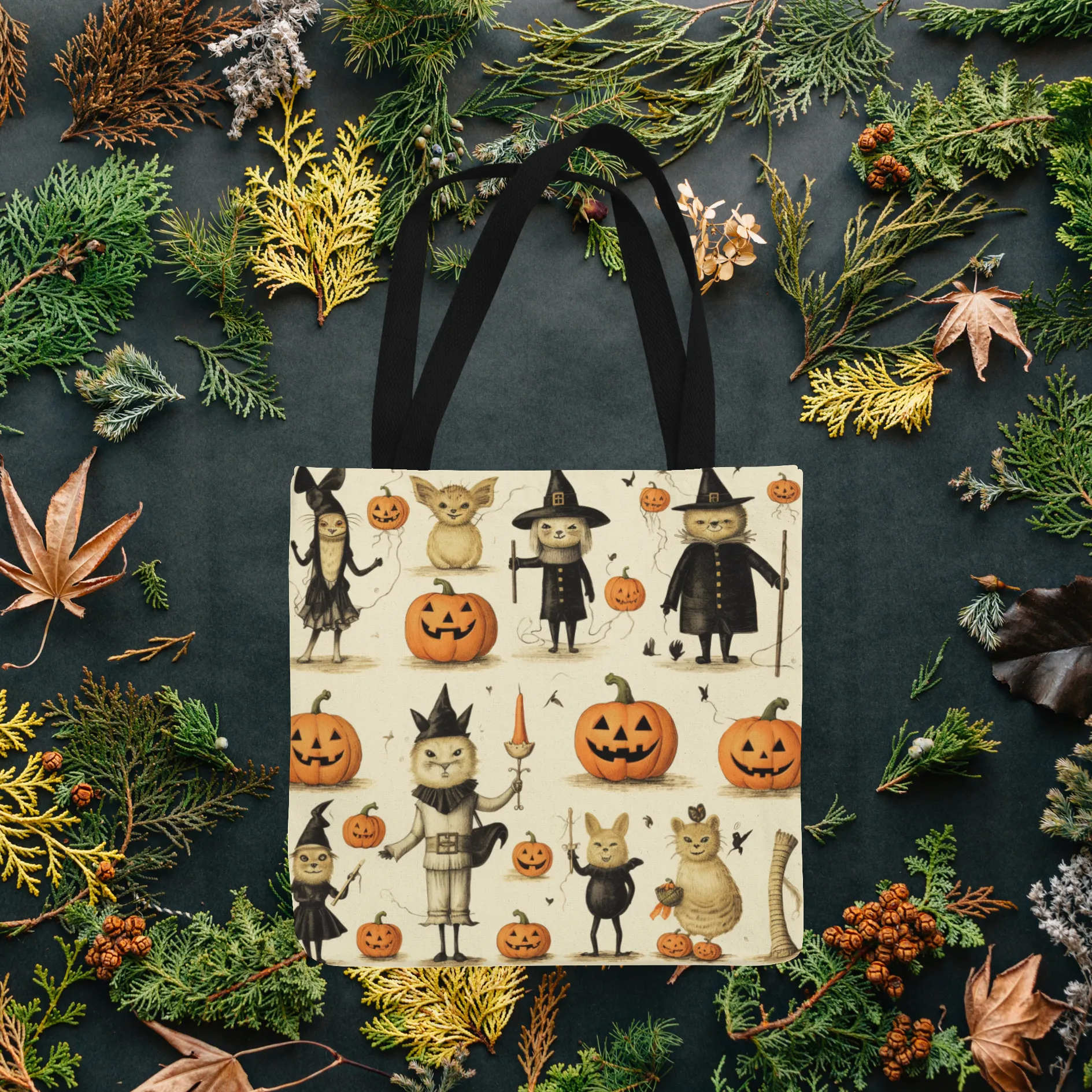 Cats and Pumpkins Halloween Tote Bag, Halloween Tote, Halloween Tote Bags, Tote bag Mockup Halloween, Tote Bags Halloween, Halloween Tote Witch, Pumpkin Tote