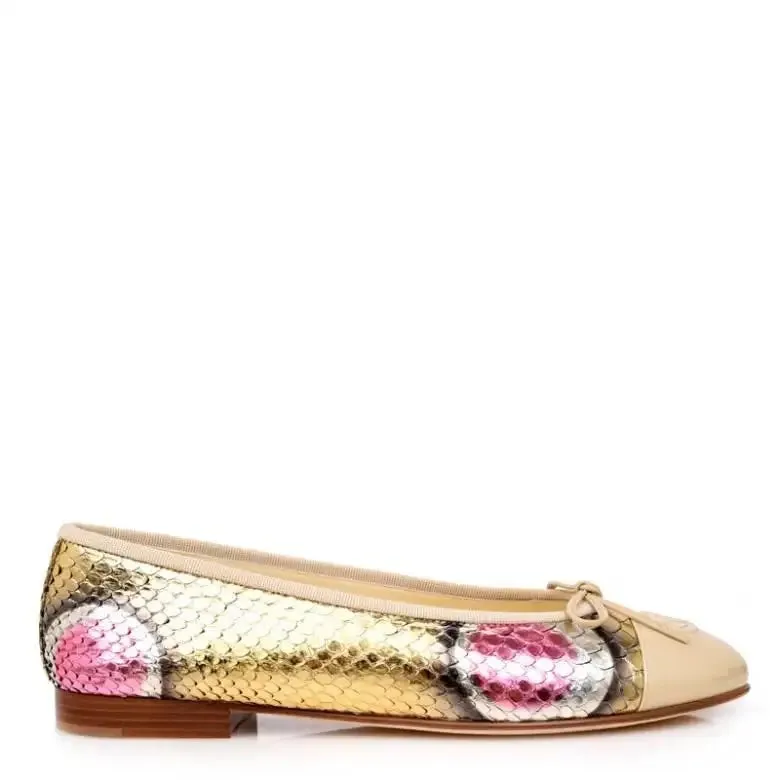 CHANEL CC PYTHON BALLERINA FLATS