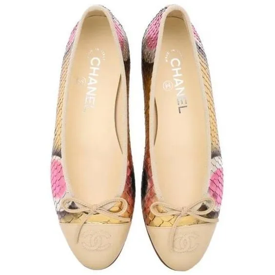 CHANEL CC PYTHON BALLERINA FLATS
