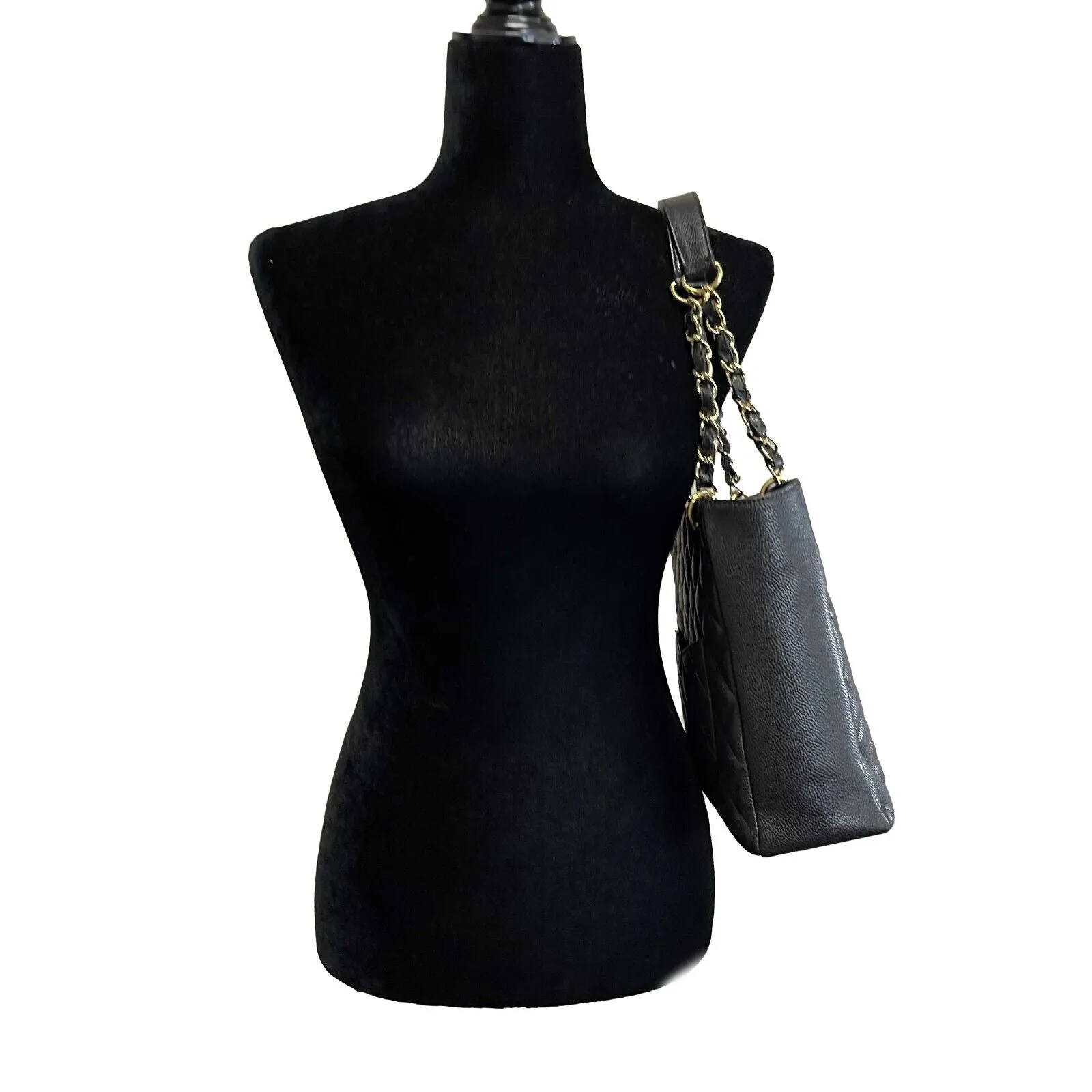 CHANEL Excellent Petite Shopping Tote Caviar PST 2016 Black Handbag