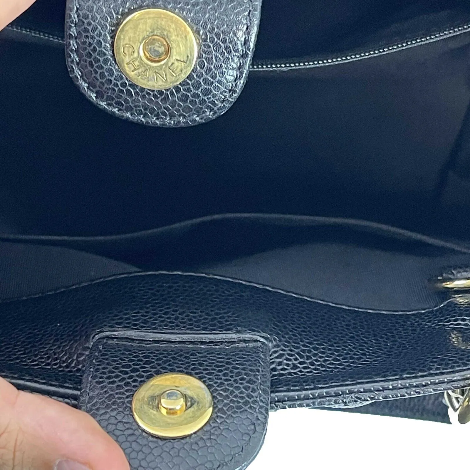 CHANEL Excellent Petite Shopping Tote Caviar PST 2016 Black Handbag