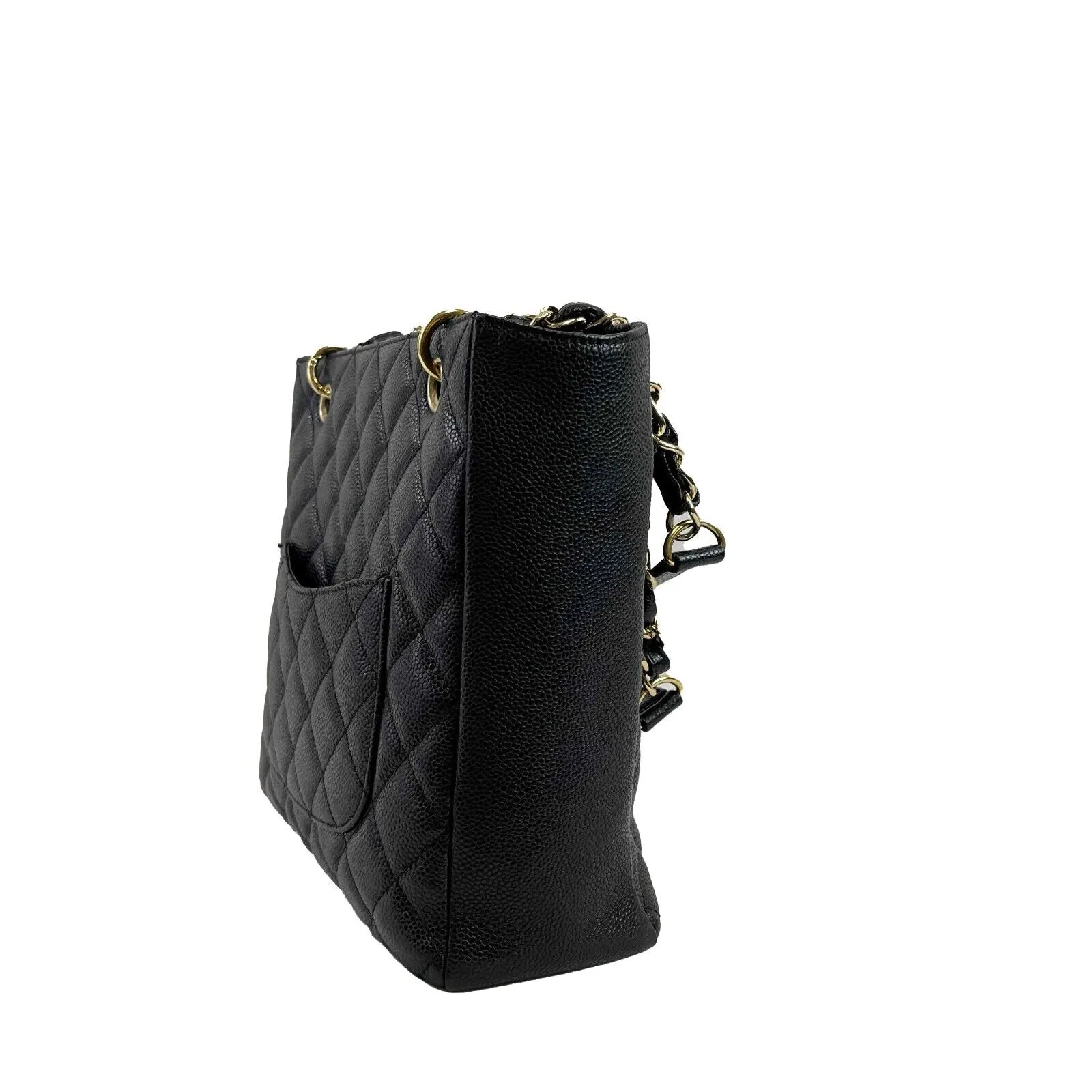 CHANEL Excellent Petite Shopping Tote Caviar PST 2016 Black Handbag