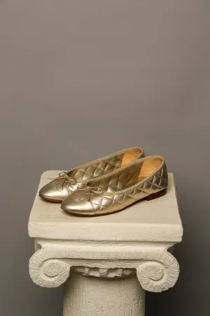 CHANEL Gold Ballet Flats