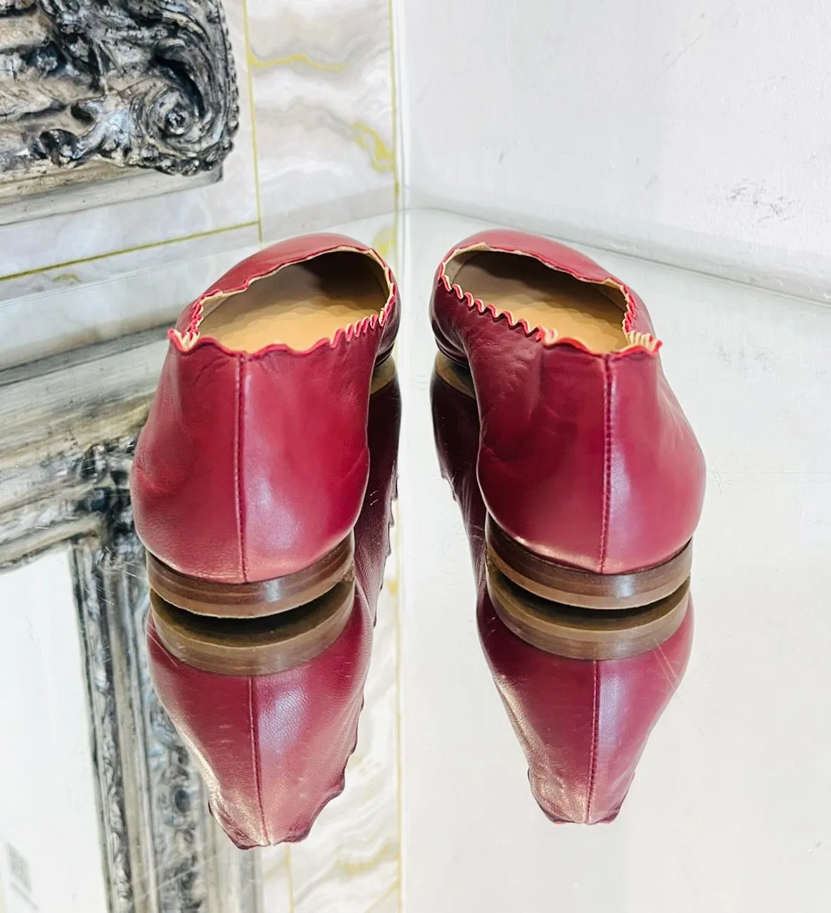 Chloe Leather Ballerina Flats. Size 37