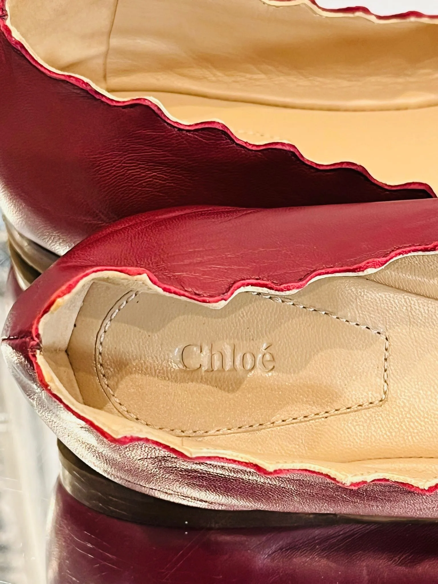 Chloe Leather Ballerina Flats. Size 37
