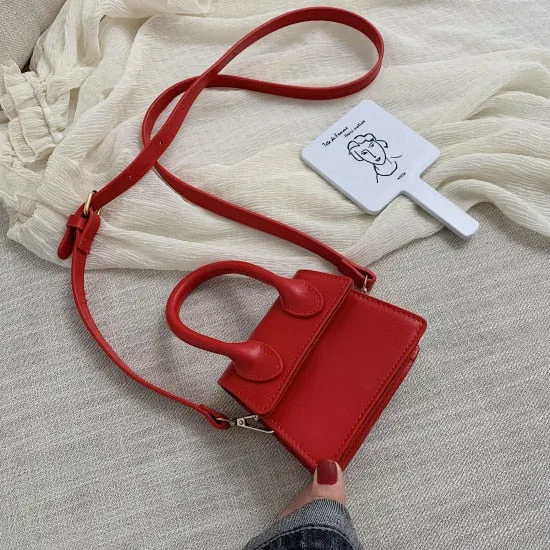 Christmas Gift Solid Color PU Leather Crossbody Bags For Women 2021 hit Female Shoulder Simple Bag Lady Mini Phone Purses And Handbags