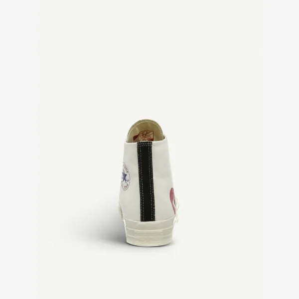 Comme des Garçons PLAY x Converse high-top sneakers in 70s Comme des Garçons fabric, beige