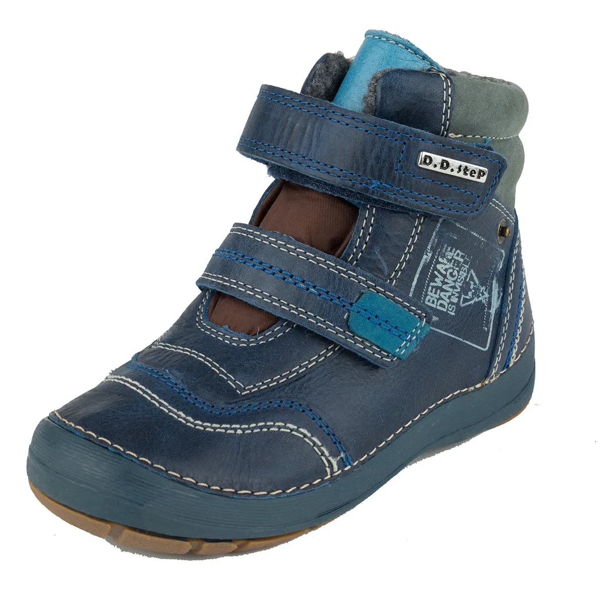 D.D. Step little kid shoes/winter boots with faux fur insulation dark blue size US 8.5-12