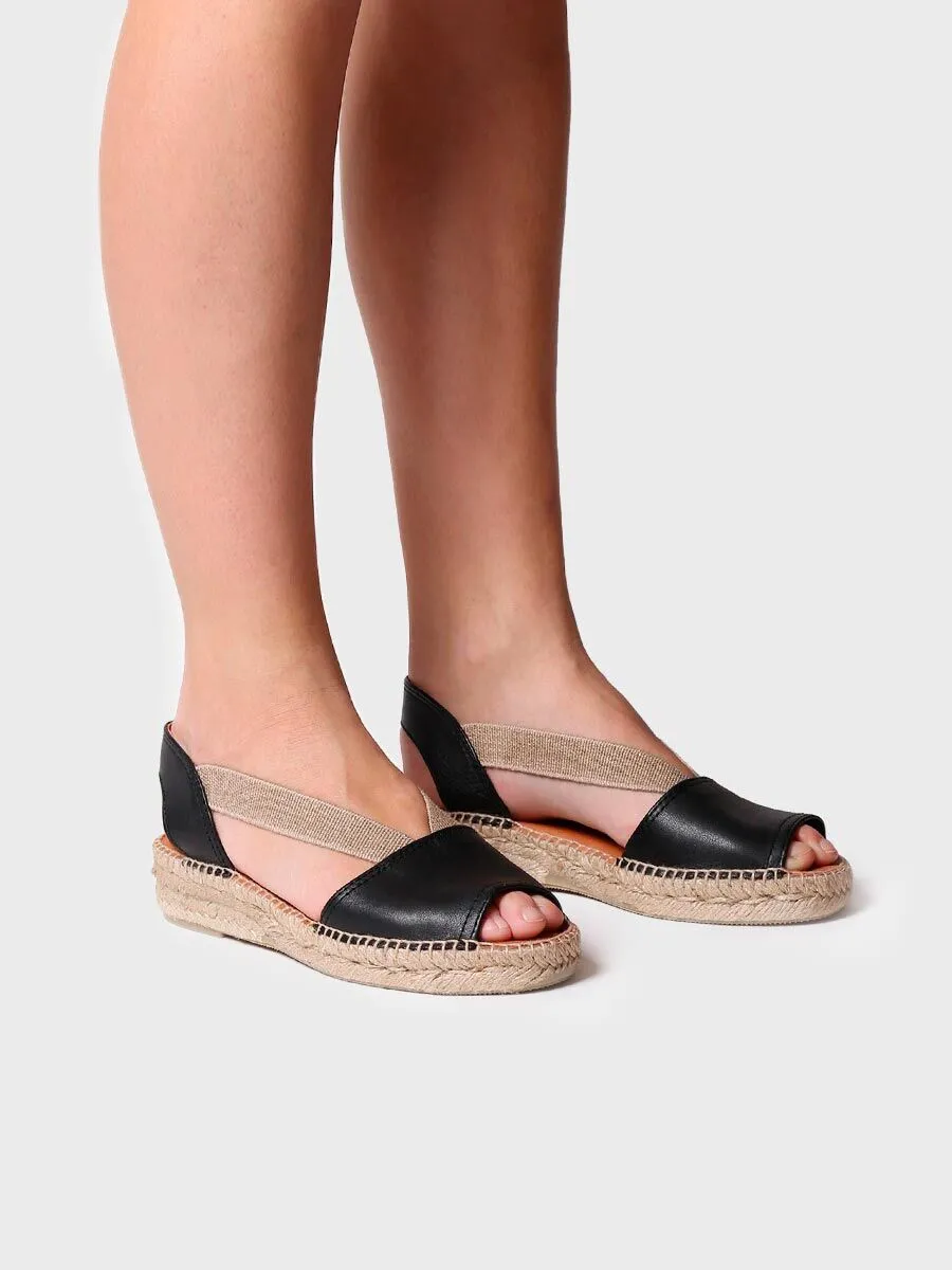 Flat leather sandal with elastics - ETNA