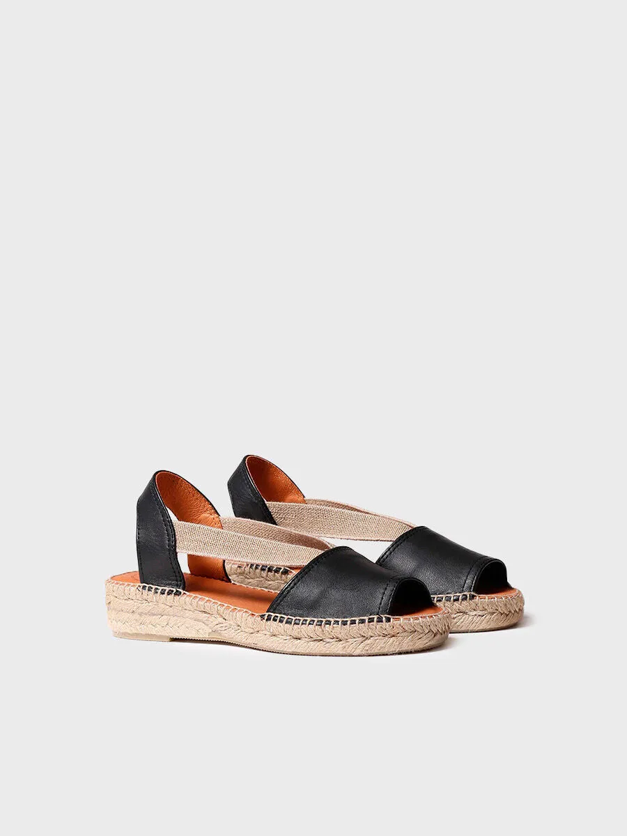 Flat leather sandal with elastics - ETNA