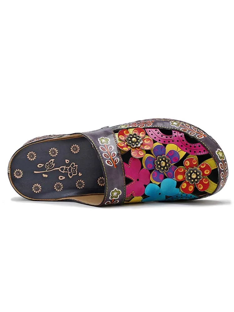 Flowers Handmade Colorful Slippers