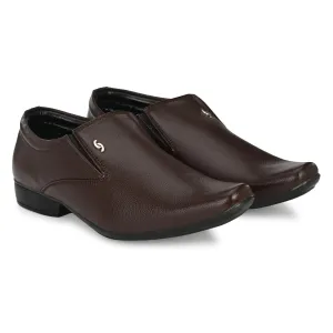 Formal Shoes For Men Pure Synthetic Leather in Brown Color