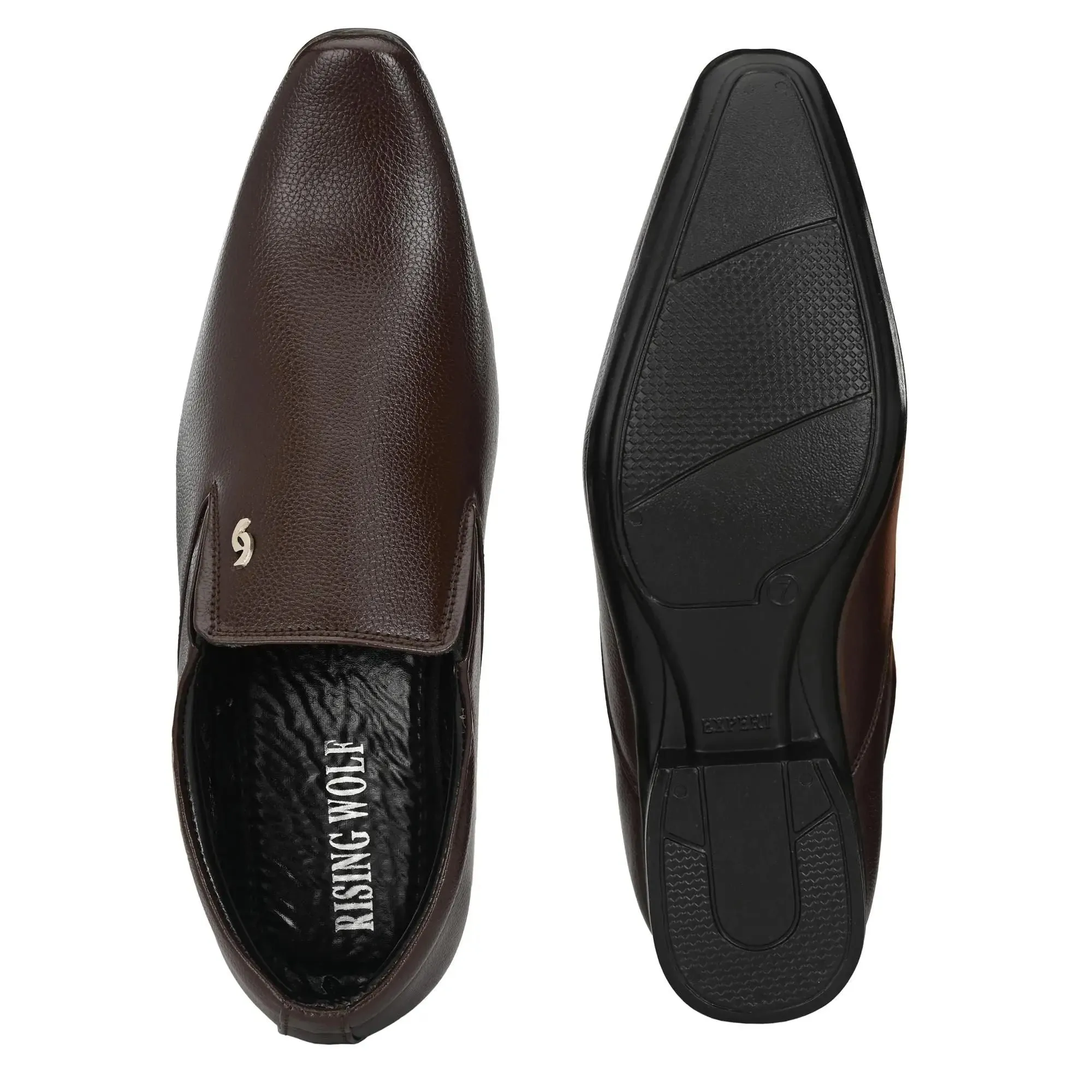 Formal Shoes For Men Pure Synthetic Leather in Brown Color