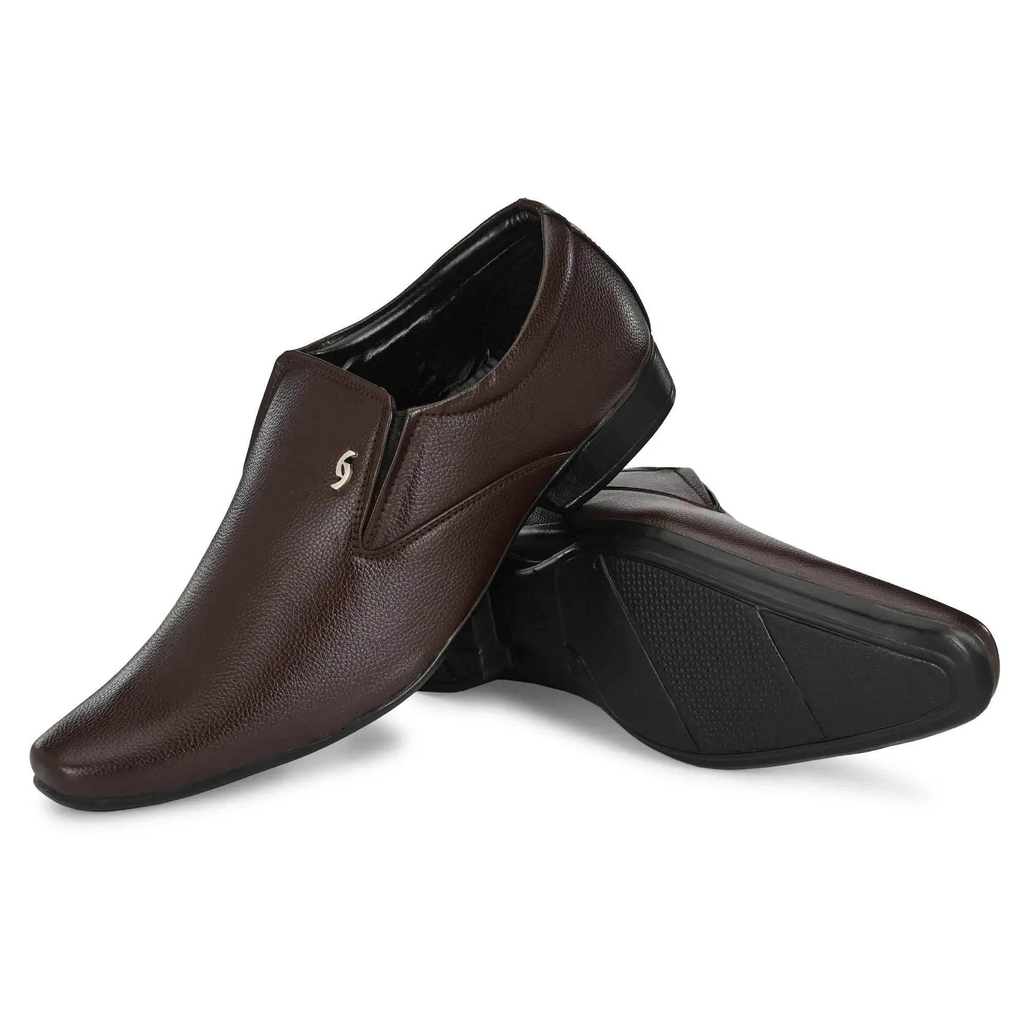 Formal Shoes For Men Pure Synthetic Leather in Brown Color