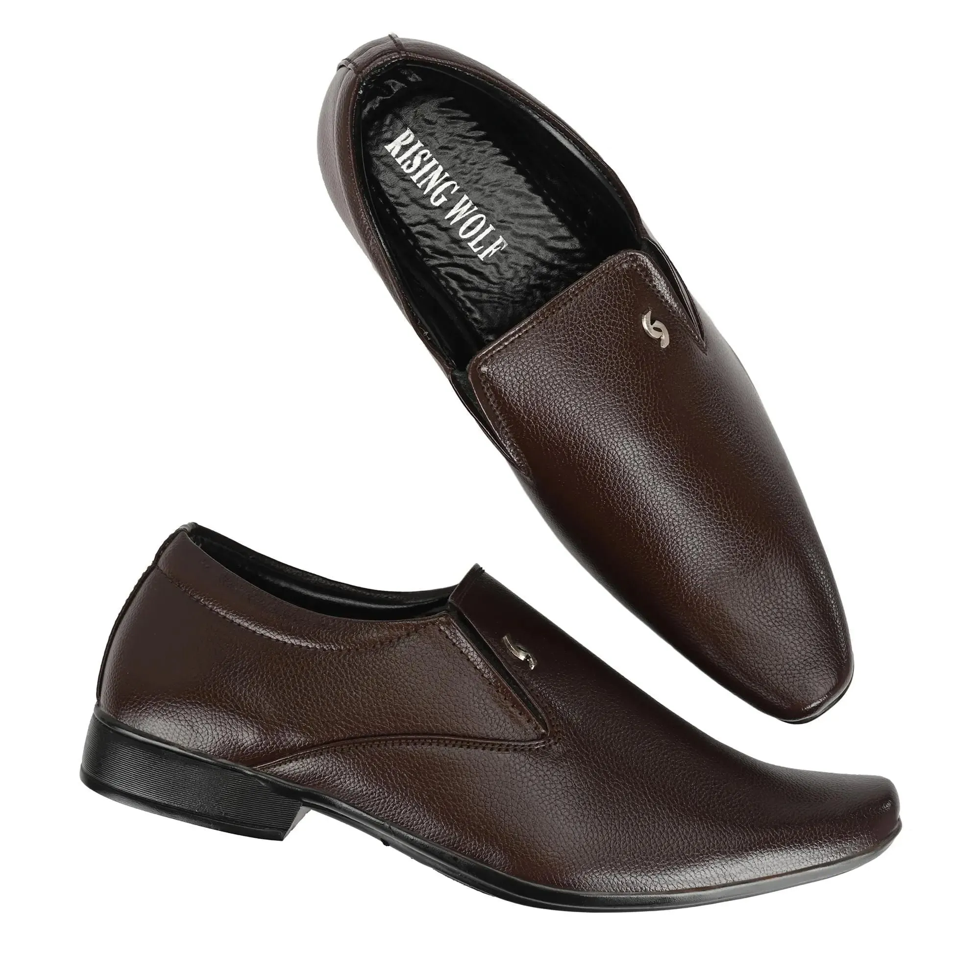 Formal Shoes For Men Pure Synthetic Leather in Brown Color