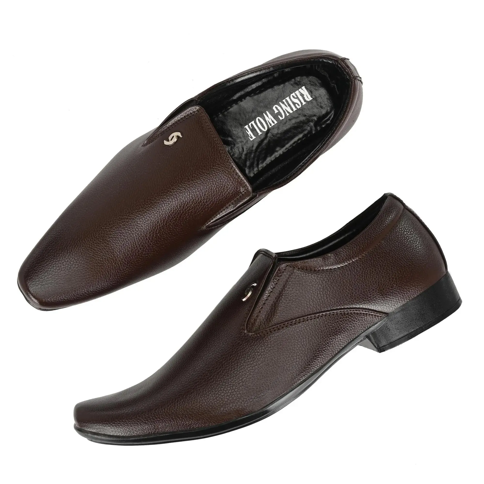 Formal Shoes For Men Pure Synthetic Leather in Brown Color