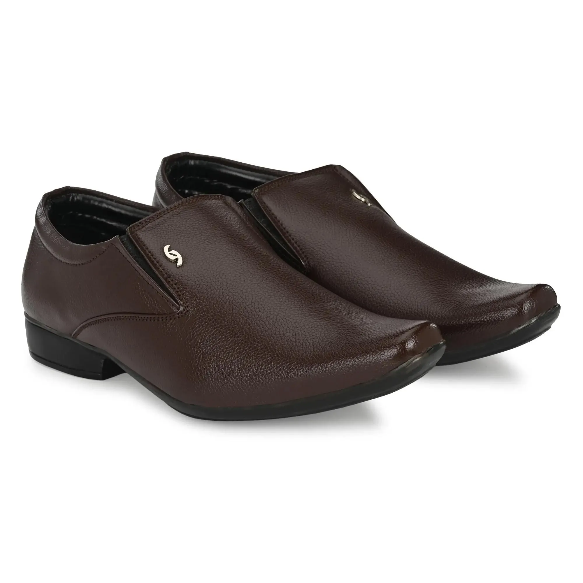 Formal Shoes For Men Pure Synthetic Leather in Brown Color