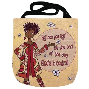 God's in Control Woven Tote Bag