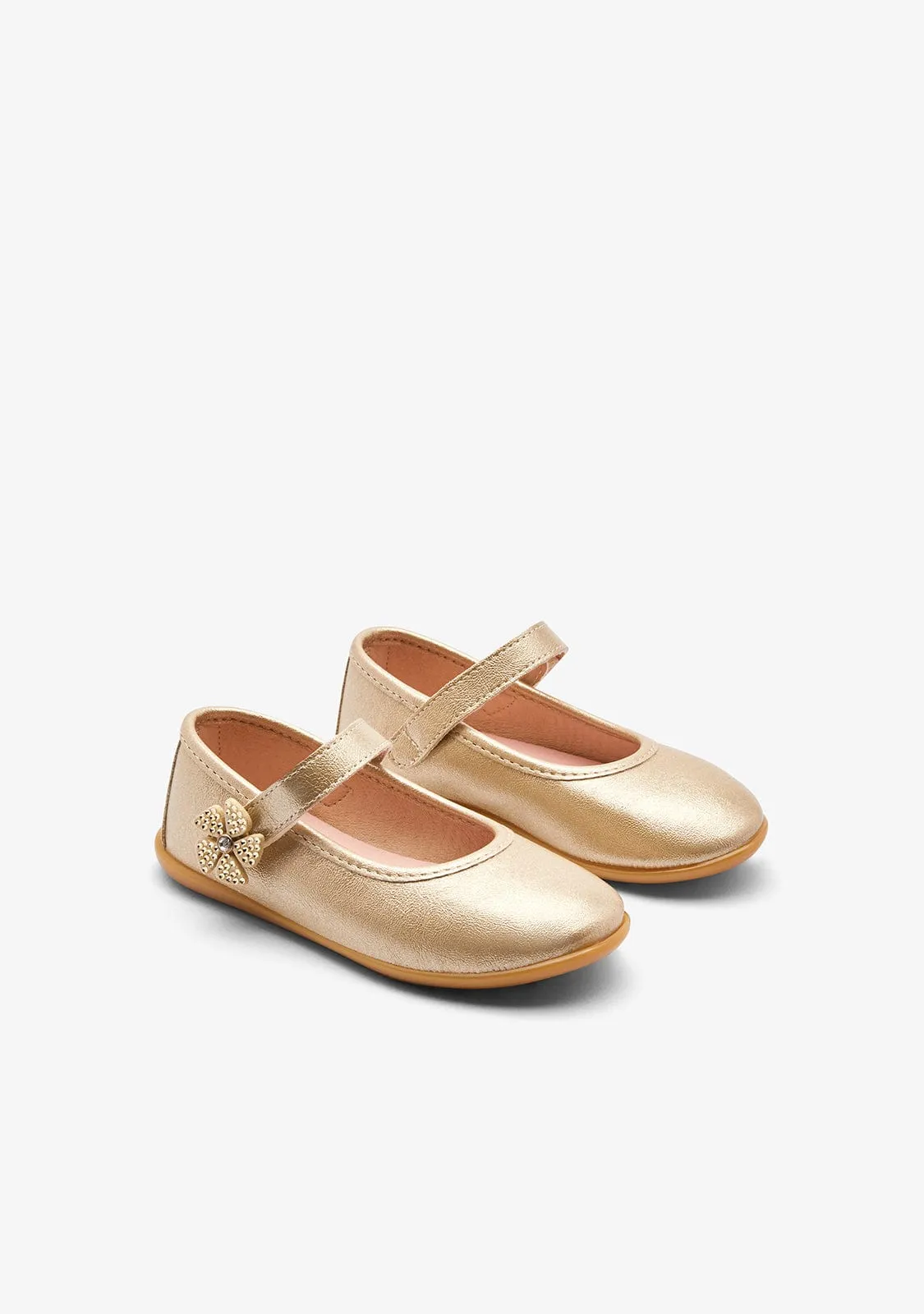 Gold Flower Strip Ballerinas