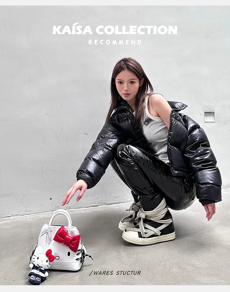 High top sneakers wrapped up thick tied laces