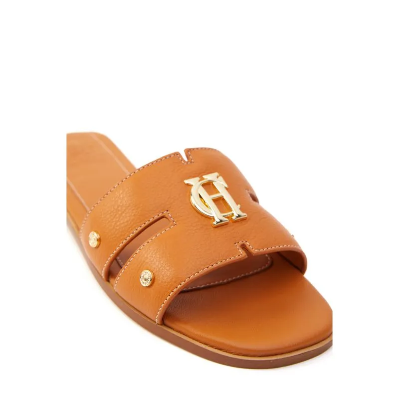 Holland Cooper Monogram Ladies Sliders - Tan Leather