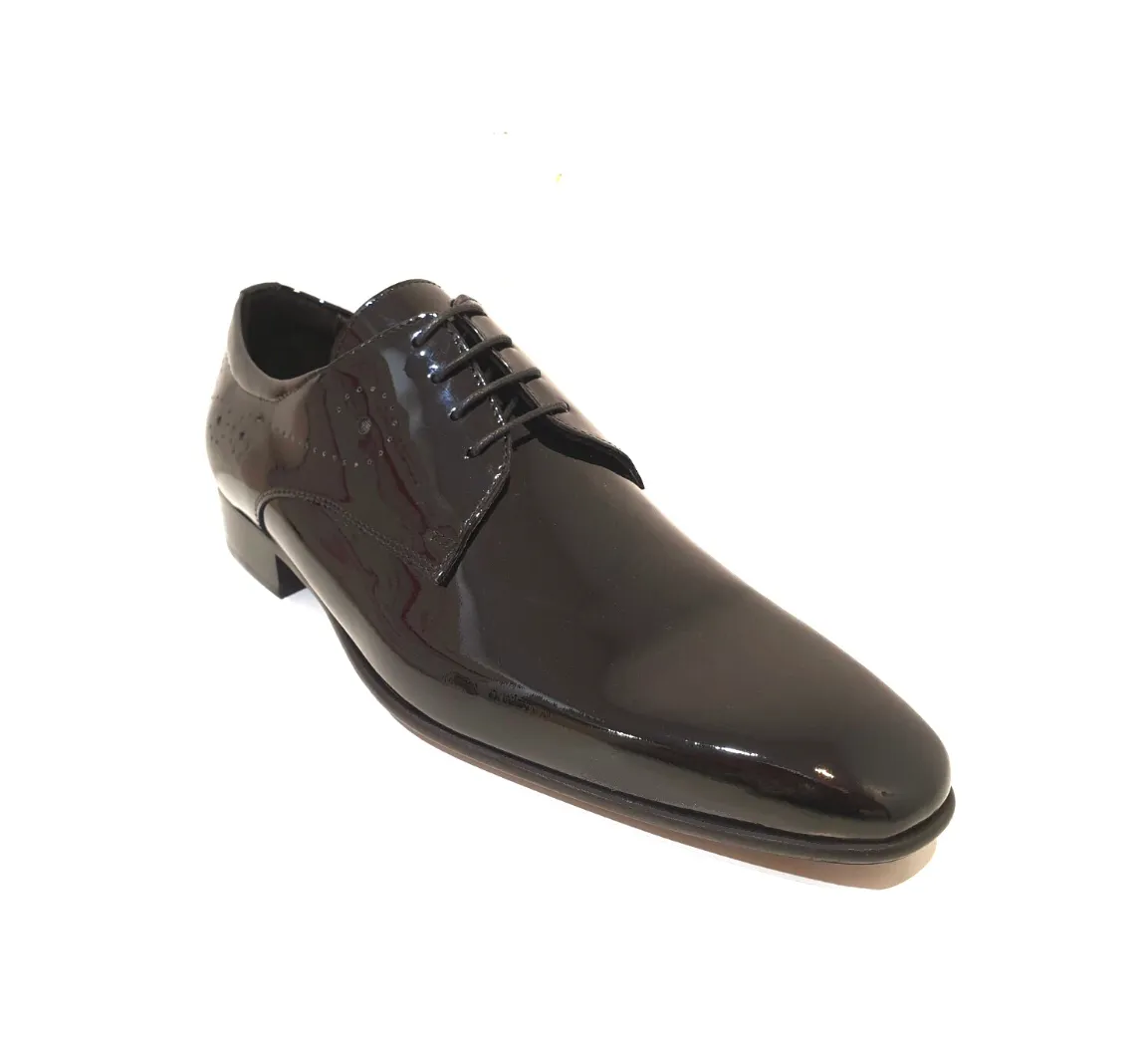 Imaschi Gold 3929 Vernice Nero Black Patent Leather 4 Eyelet Shoe Made In Italy