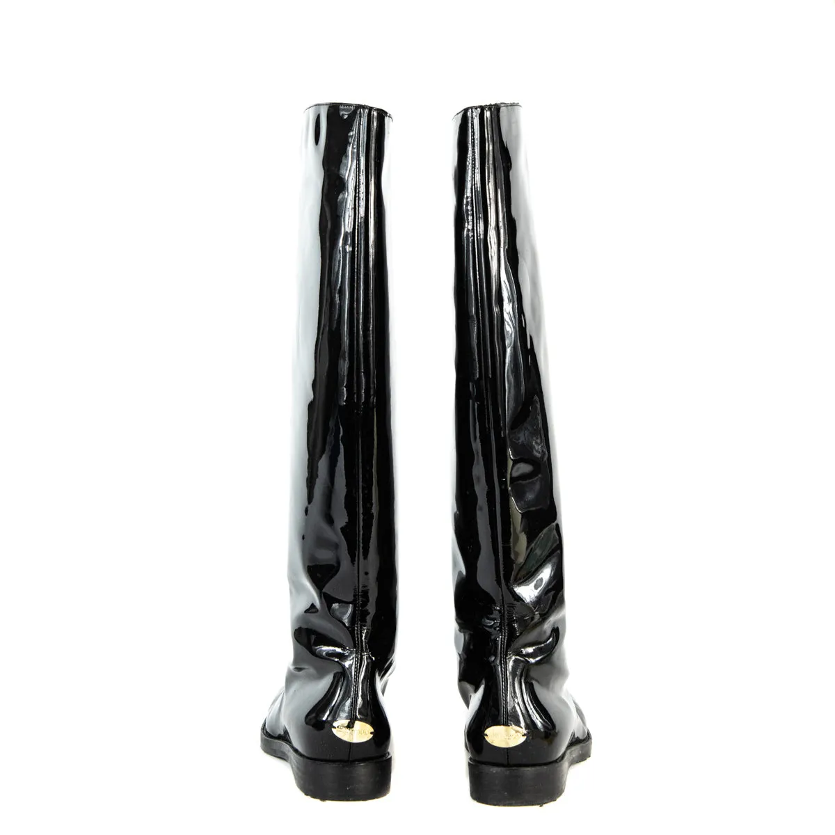 Jimmy Choo Black Patent Leather Flat Boots Size 5 | EU 35