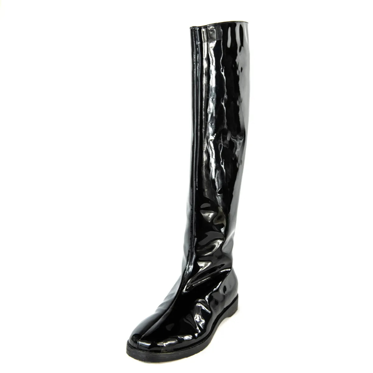 Jimmy Choo Black Patent Leather Flat Boots Size 5 | EU 35