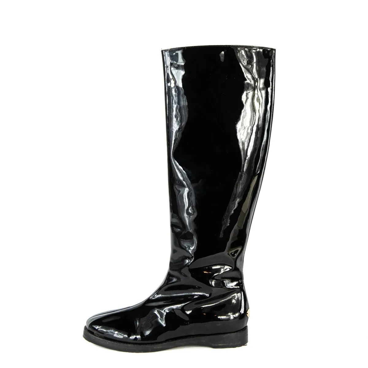Jimmy Choo Black Patent Leather Flat Boots Size 5 | EU 35