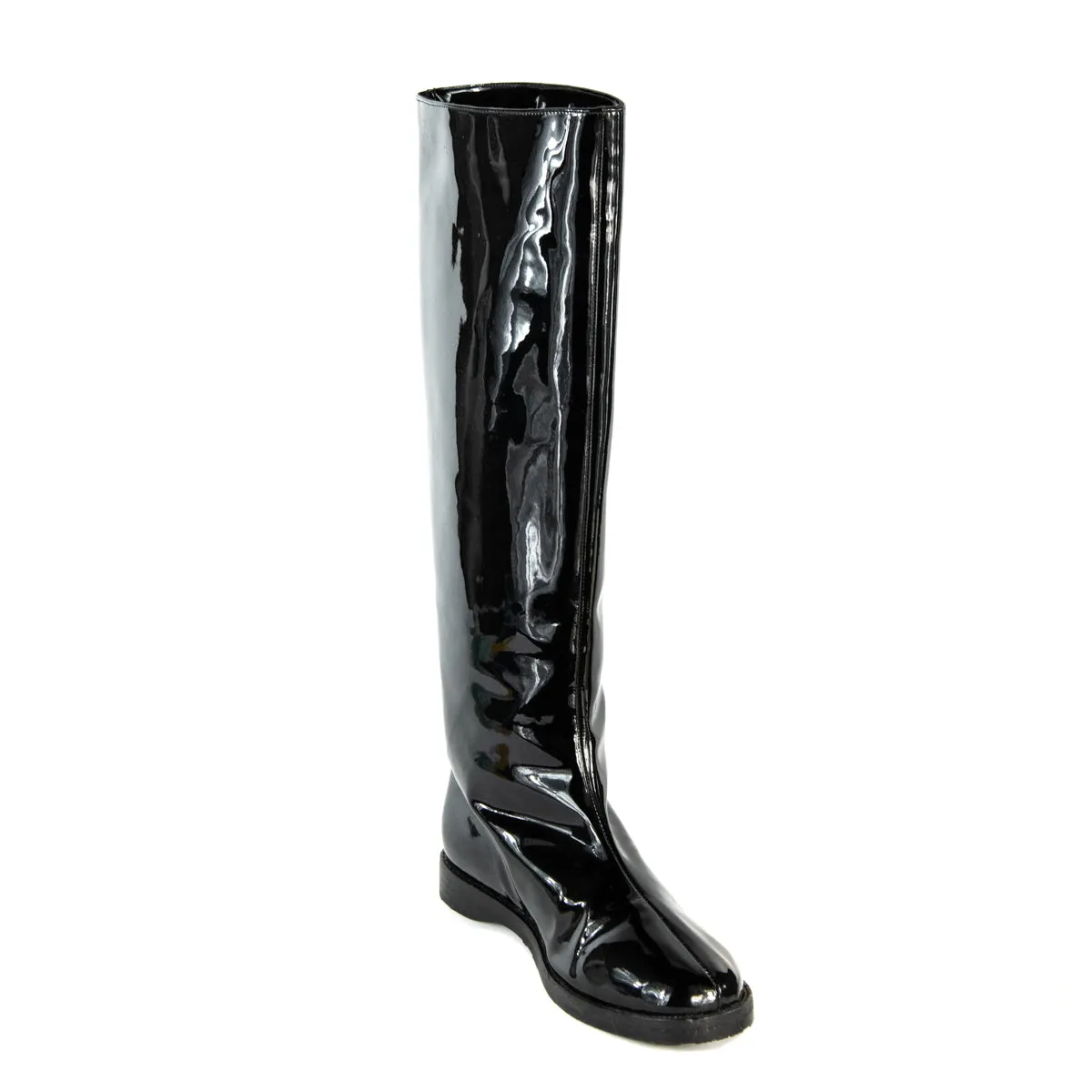 Jimmy Choo Black Patent Leather Flat Boots Size 5 | EU 35
