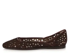 Jimmy Choo Chocolate Suede London Cut-Out Ballet Flats