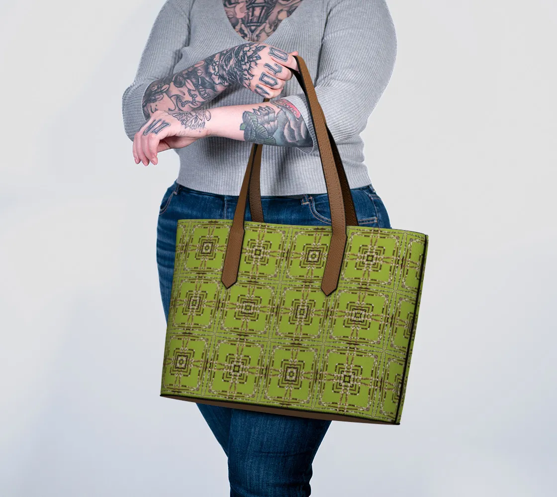 Lichen Log Green Vegan Leather Tote Bag