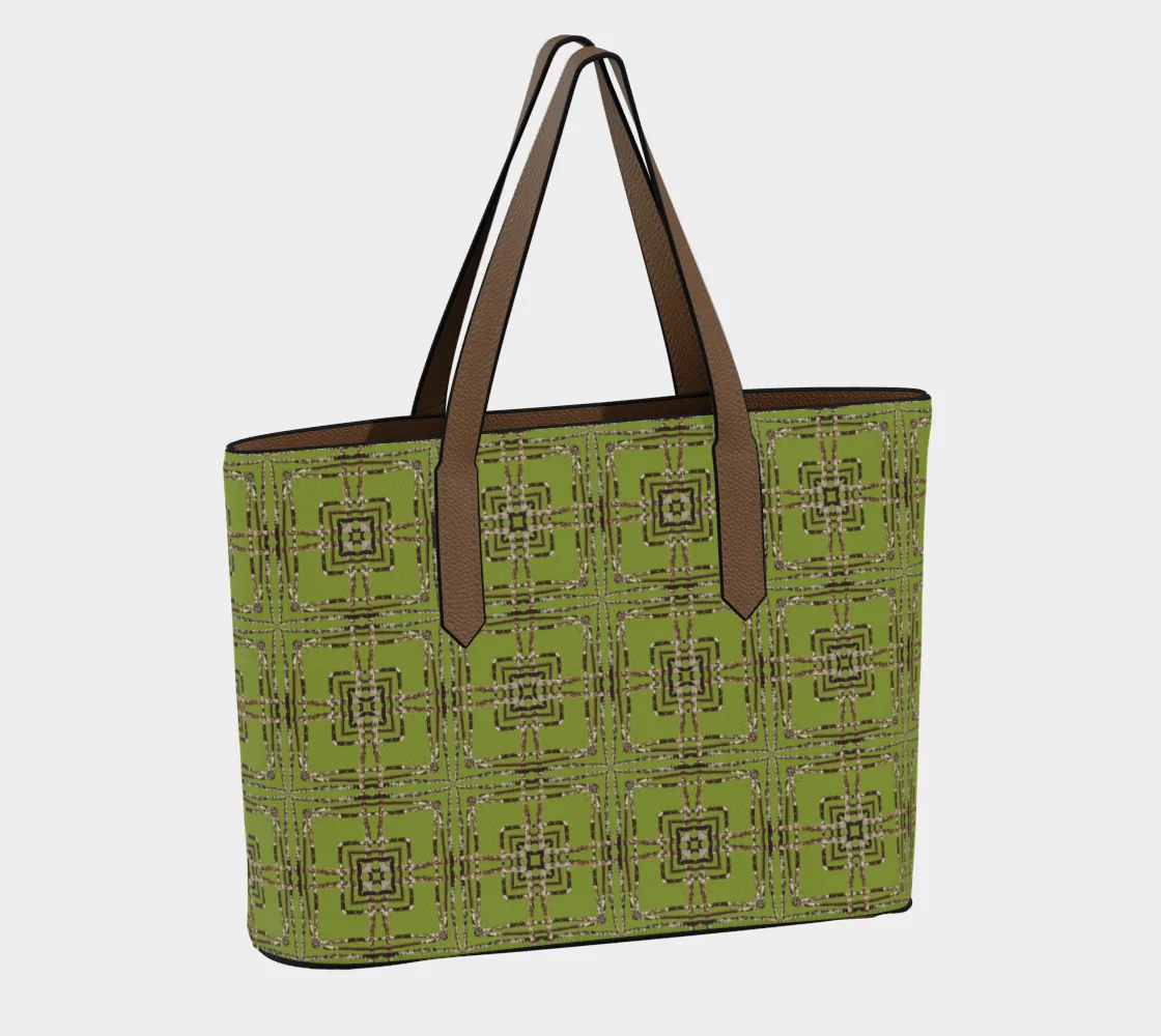 Lichen Log Green Vegan Leather Tote Bag