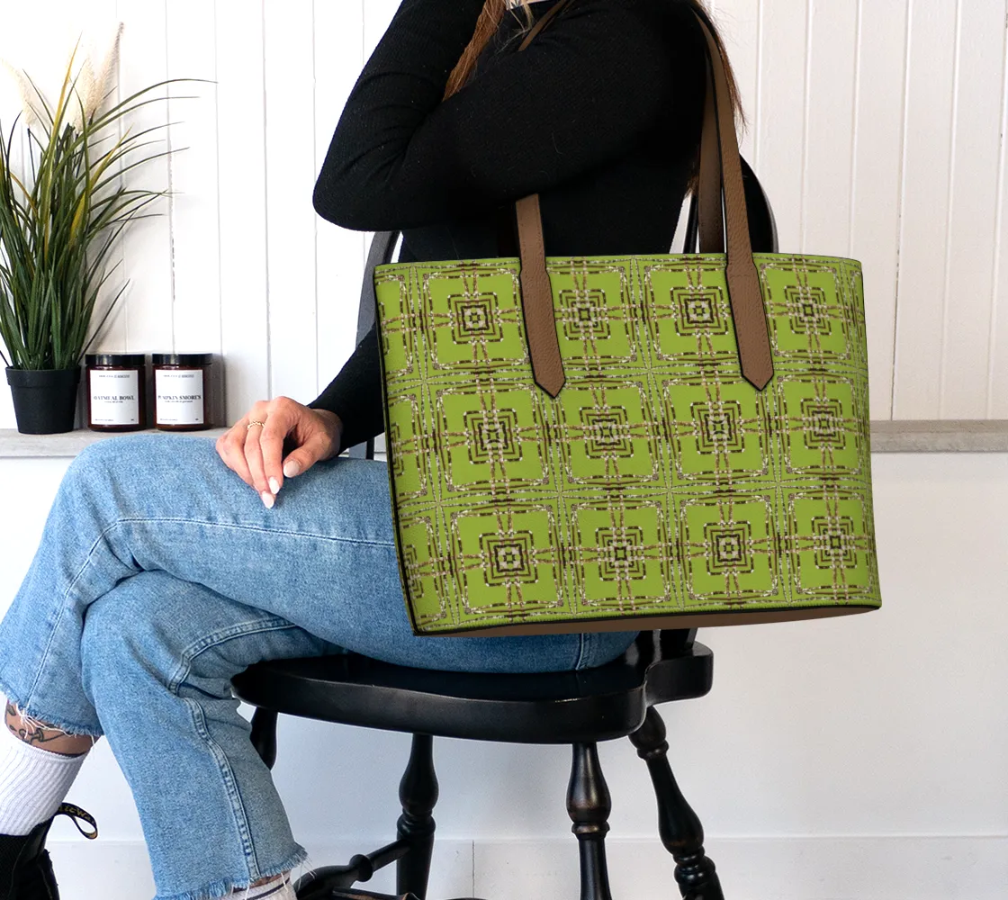 Lichen Log Green Vegan Leather Tote Bag