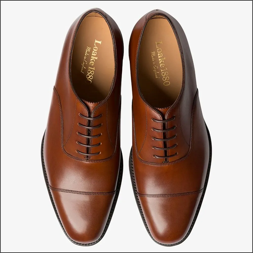 Loake Aldwych Mahogany Calf Oxford Rubber Sole G Fit-
