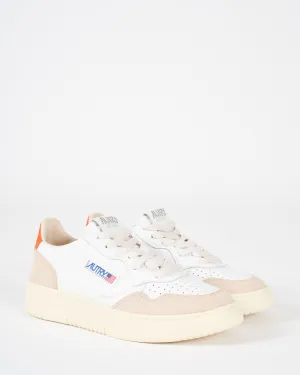 medalist low ls45 sneaker - white/orange leather
