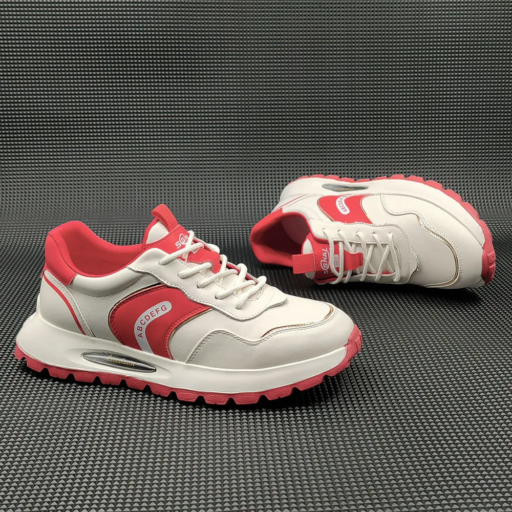 Men Fashion Color Matching Leather Casual Training Sneakers