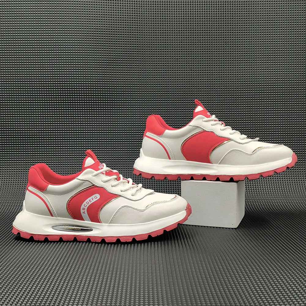 Men Fashion Color Matching Leather Casual Training Sneakers
