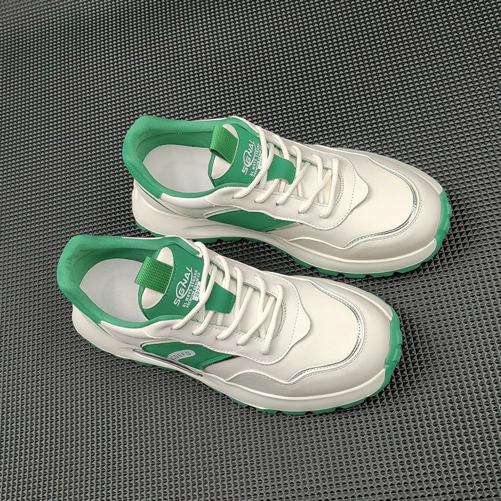 Men Fashion Color Matching Leather Casual Training Sneakers